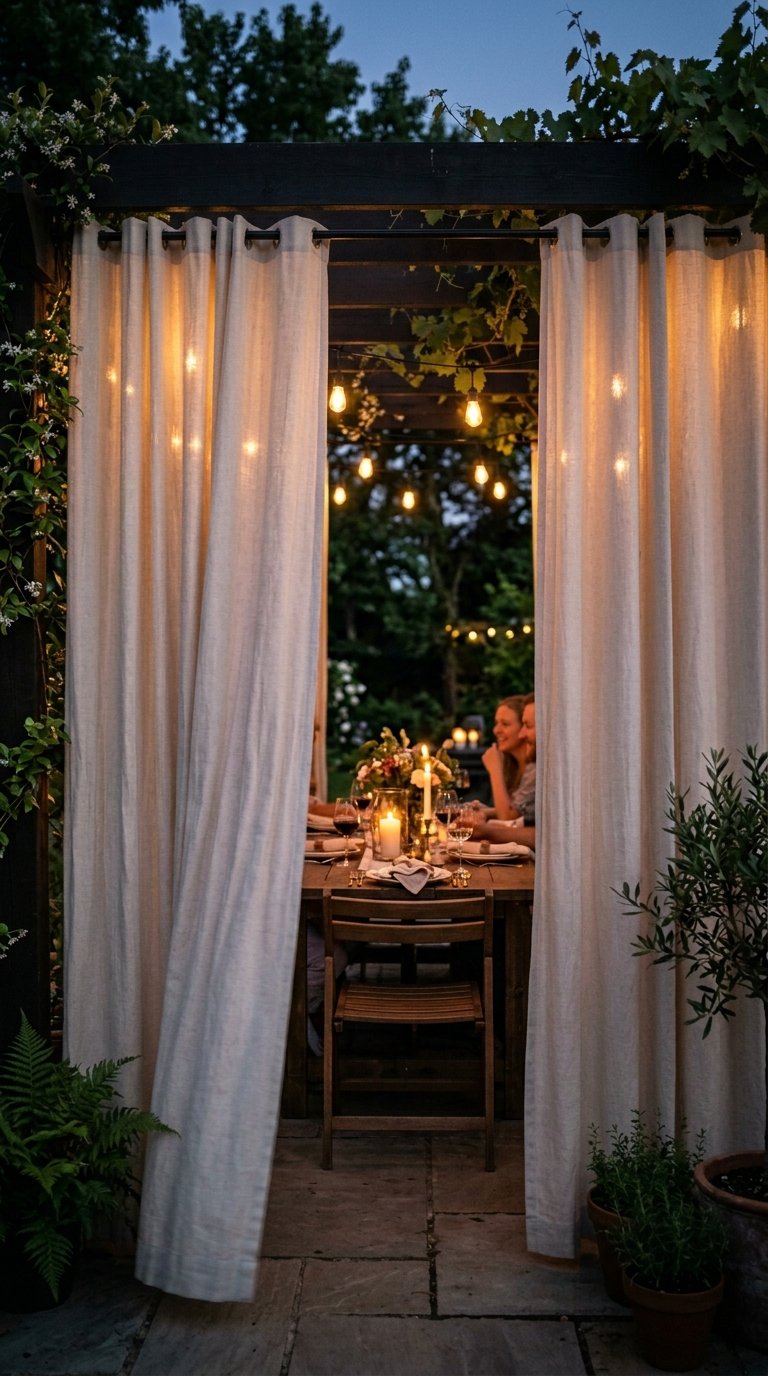 Screen the Dining Area With an Outdoor Curtain