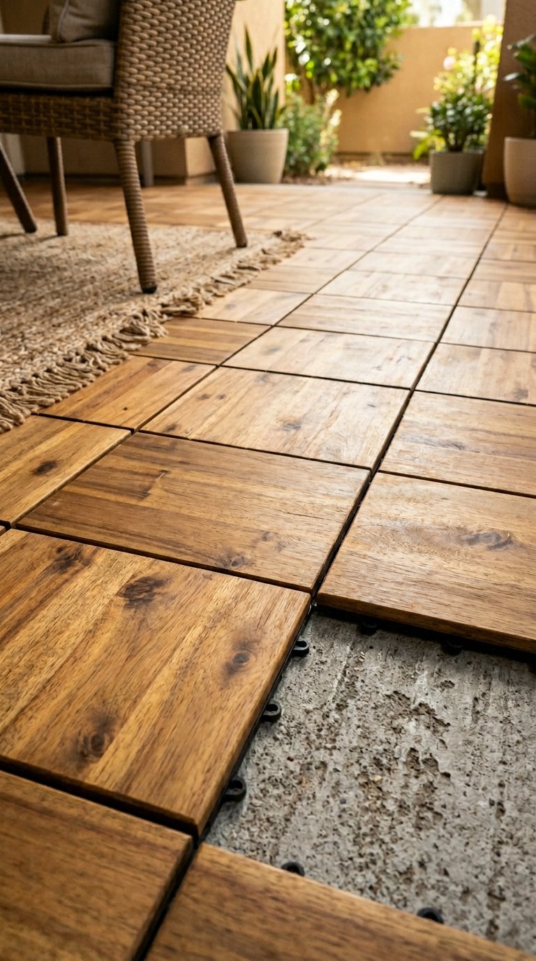 Snap-Together Deck Tiles Over Bare Concrete
