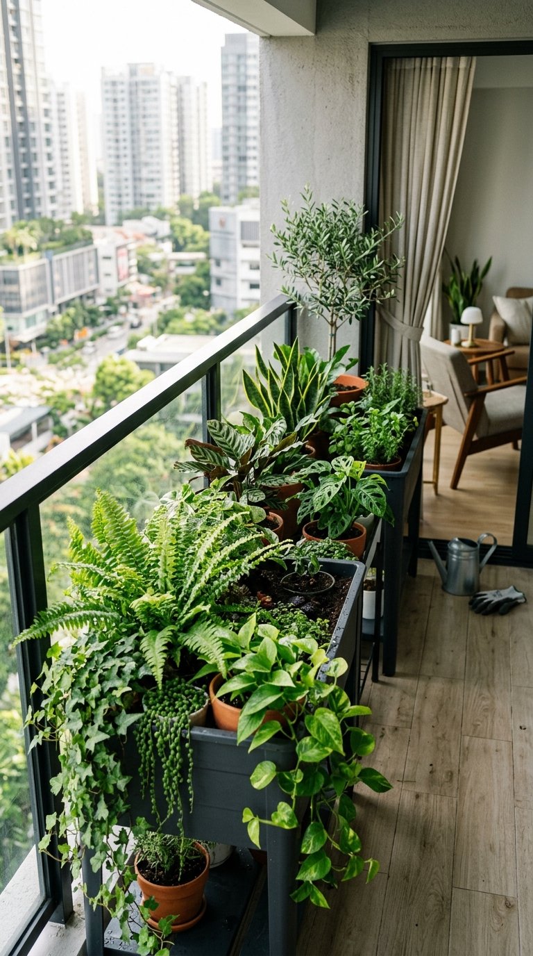 Stack Raised Planter Boxes Along the Railing