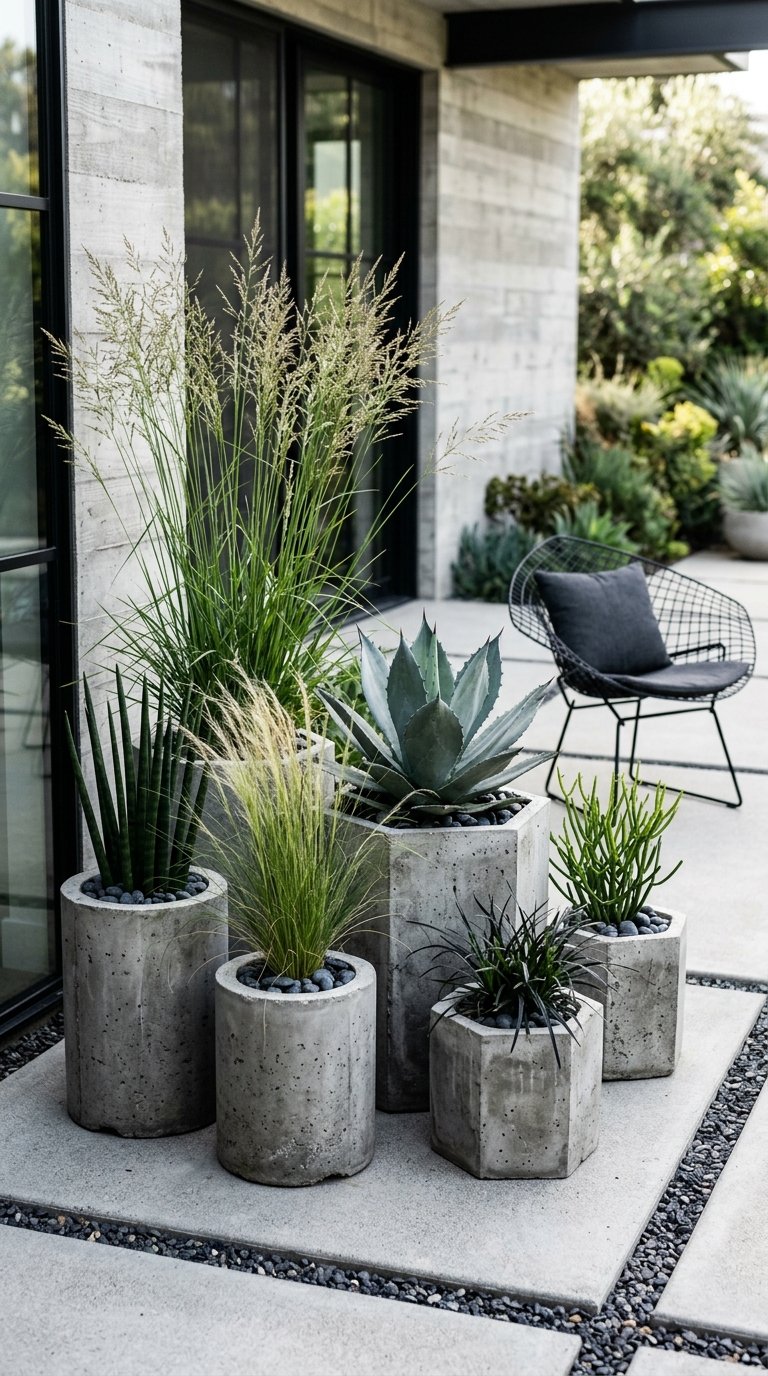 Stone Planters in Geometric Shapes