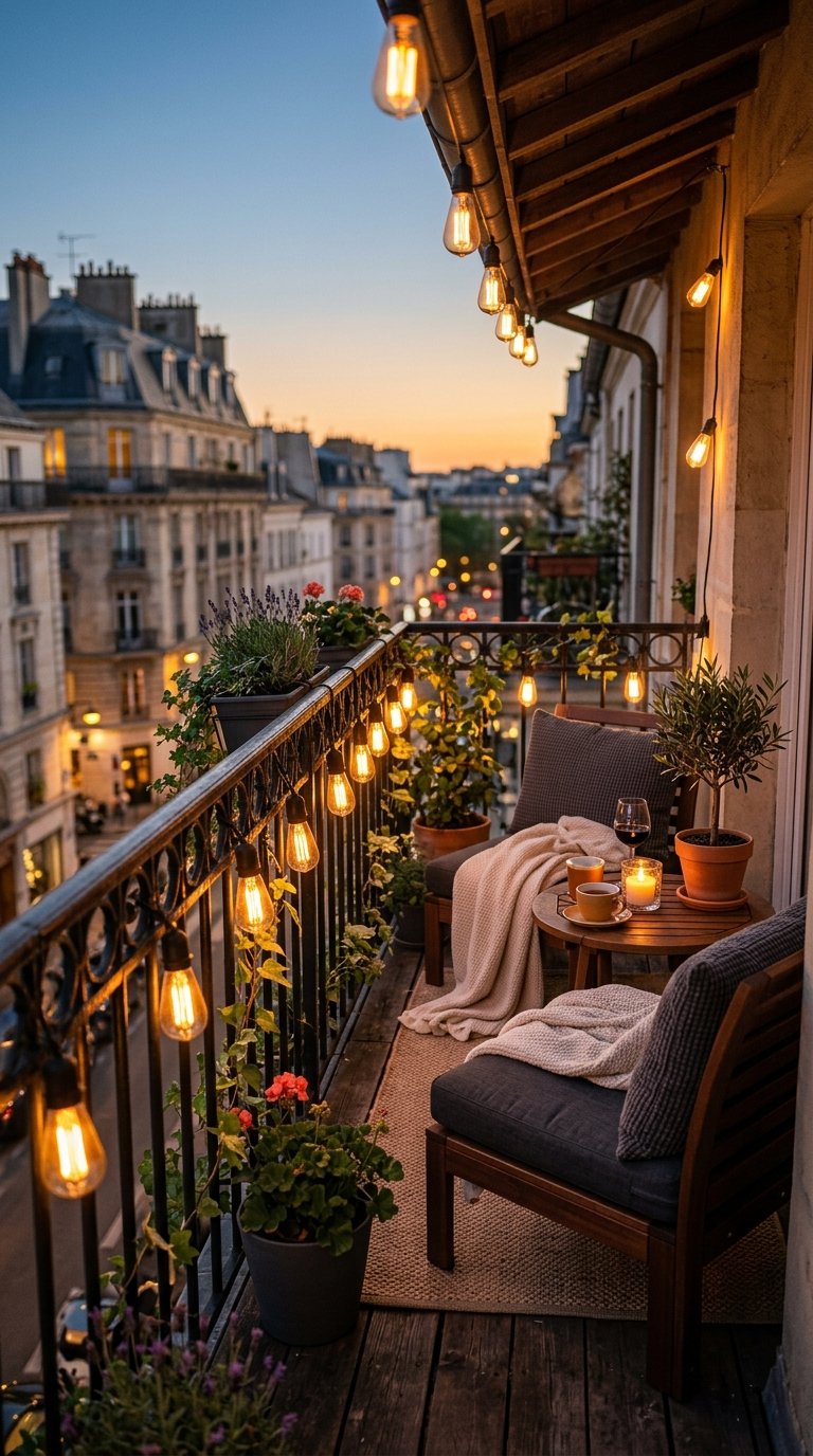 String Lights Along the Railing or Ceiling Edge