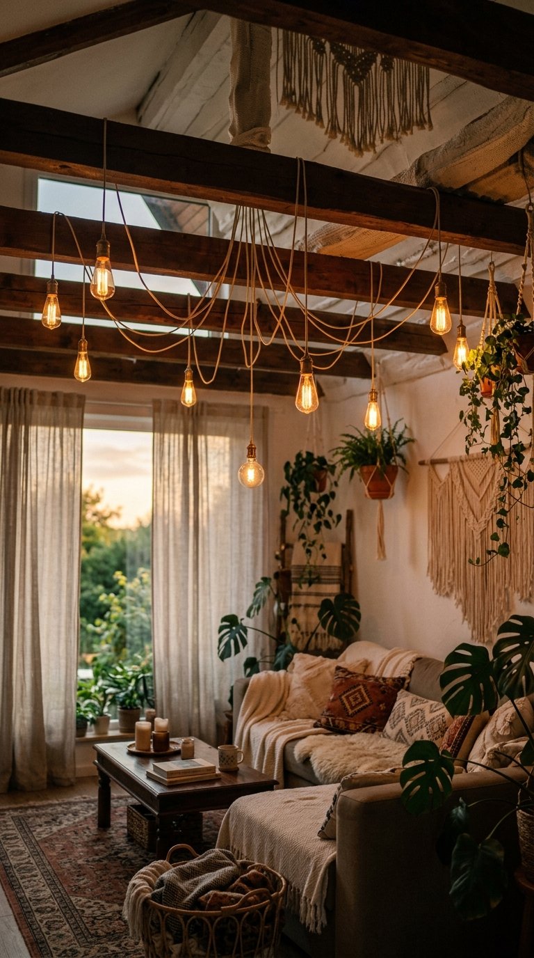 String Warm Edison Lights Across Your Ceiling