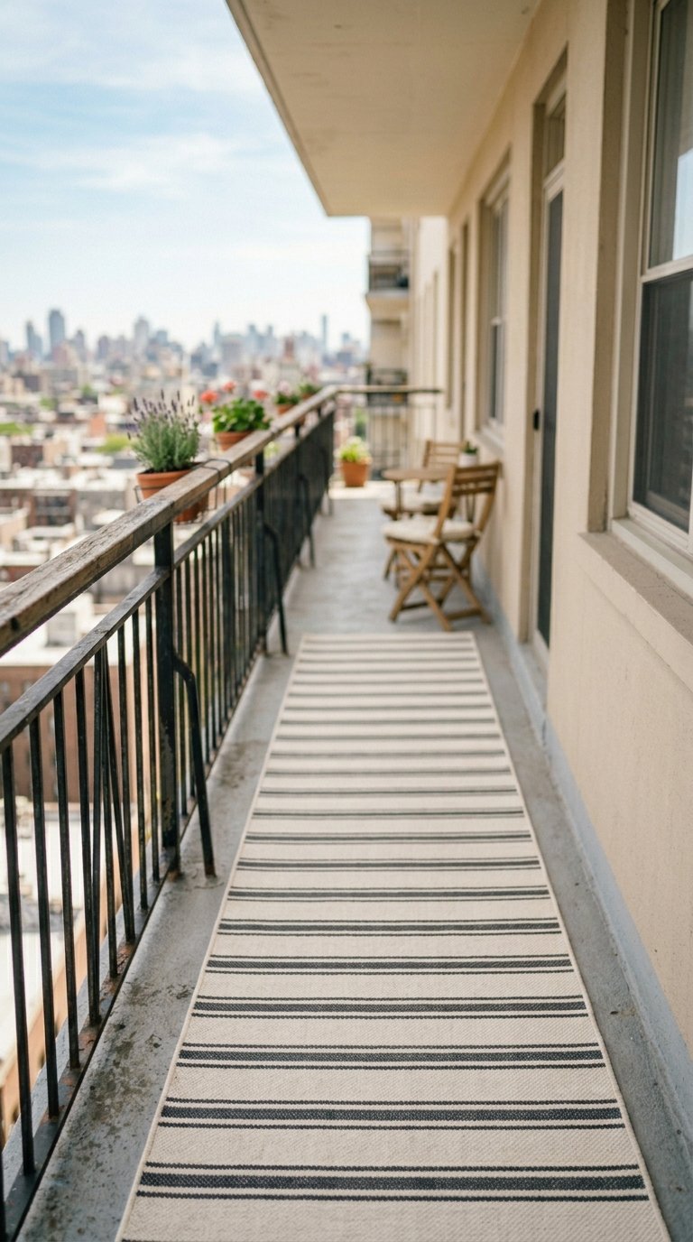 Stripes to Visually Lengthen a Narrow Balcony