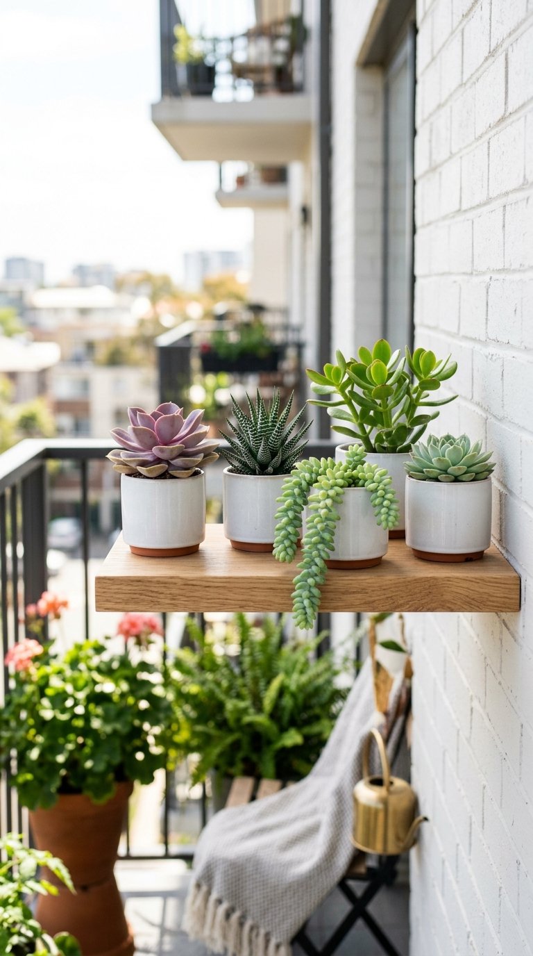 vSucculent Shelf Mounted on the Balcony Wall