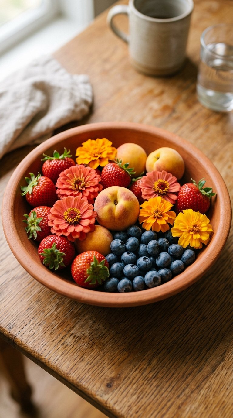 Summer Fruit and Flower Mixed Bowl