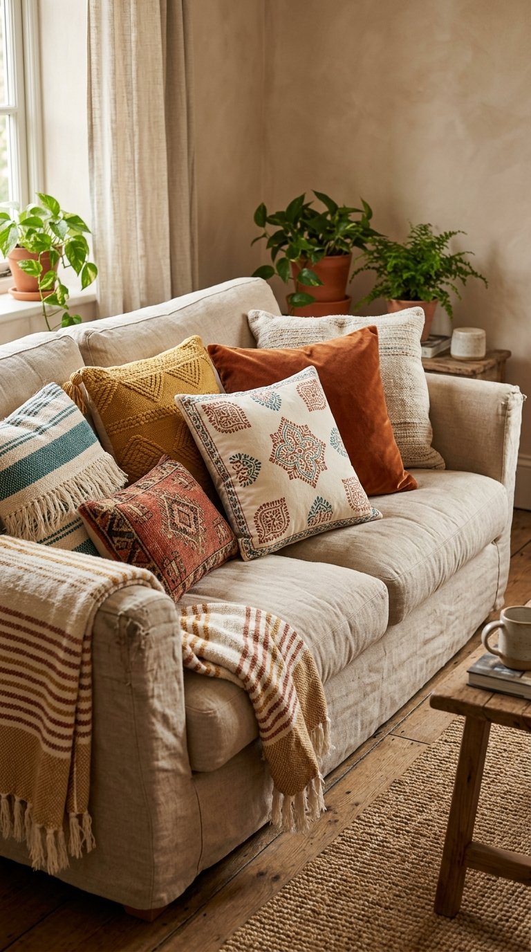 Swap Out Your Sofa Cushions for Woven or Printed Covers
