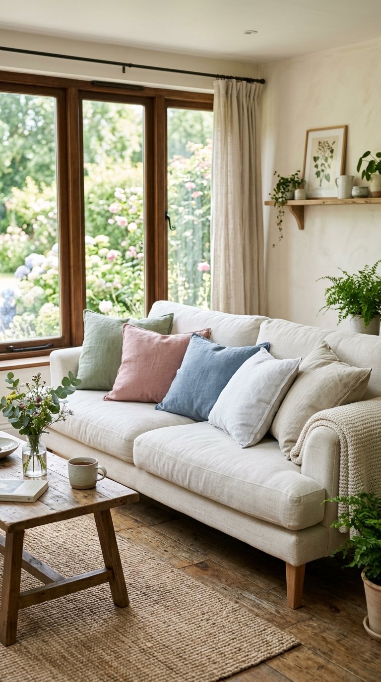 Swap Your Throw Pillows for Linen in Soft, Faded Tones