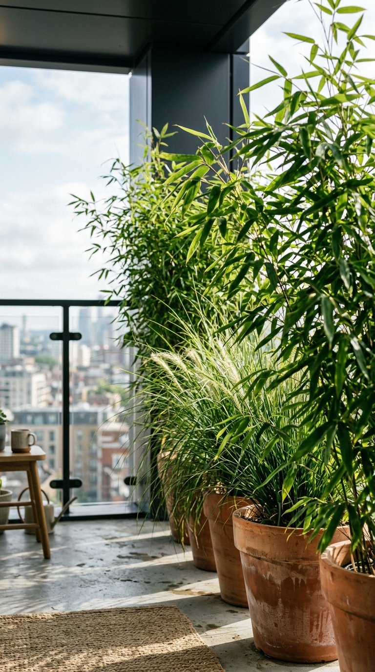 Tall Potted Plants as a Living Privacy Screen