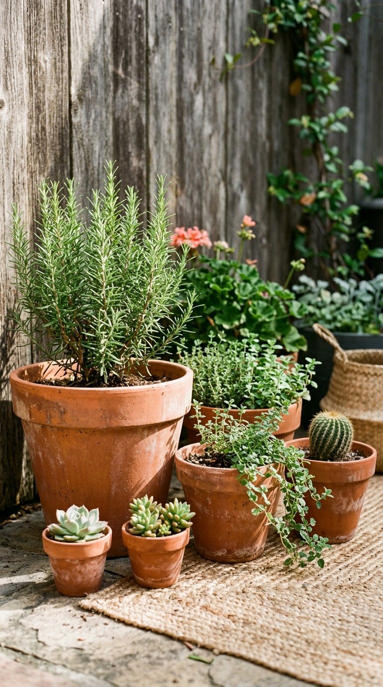 Terracotta Pots in Varying Heights and Sizes