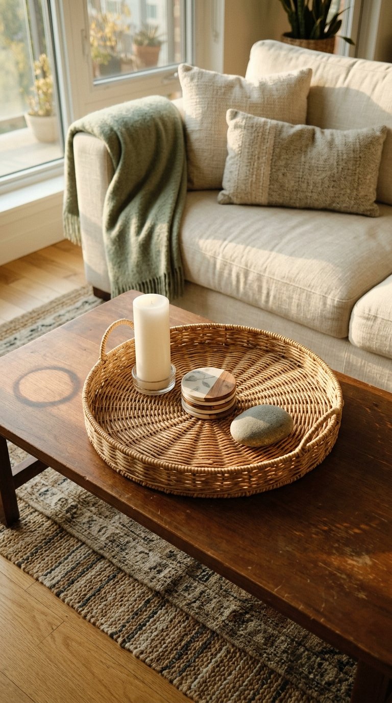 Tray Styling to Control Coffee Table Clutter