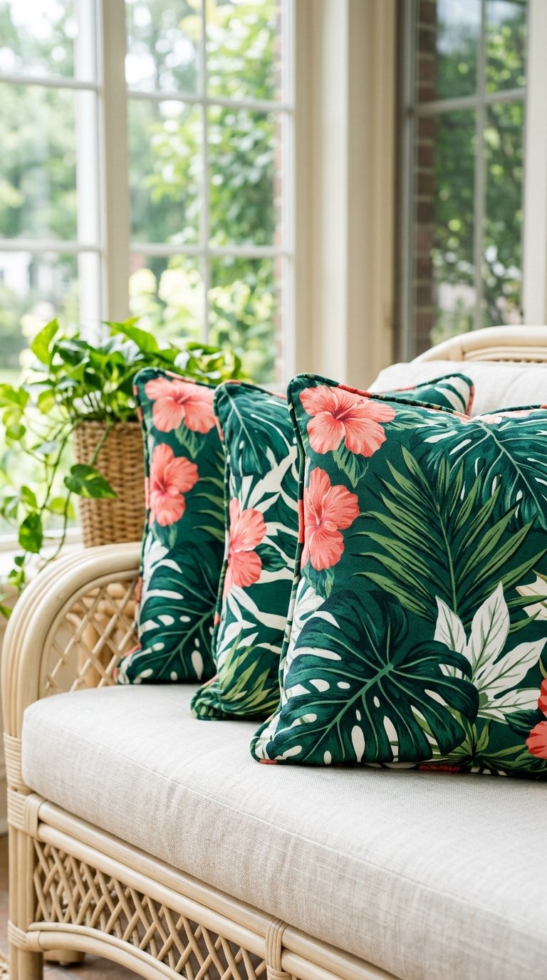 Tropical or Botanical Printed Outdoor Throw Pillows