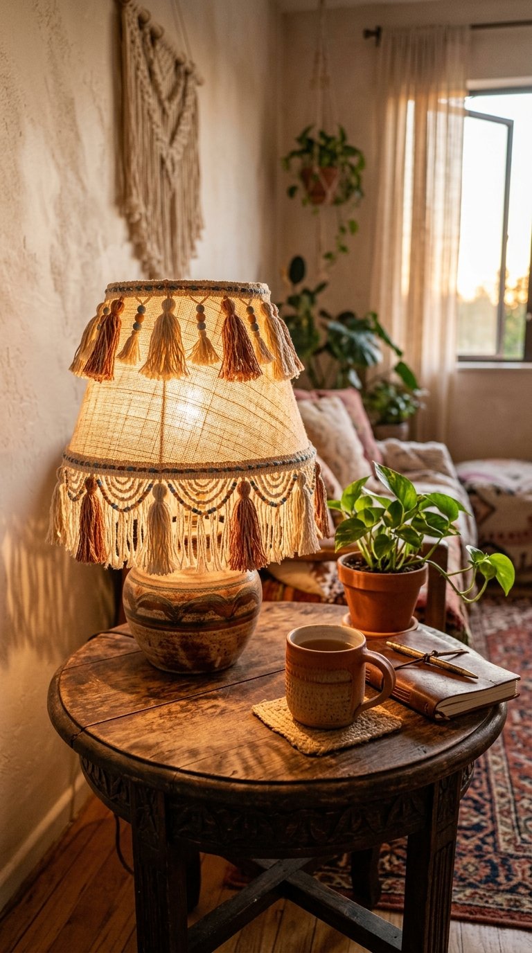 Use Beaded or Tassel Trim to Update Old Lamp Shades
