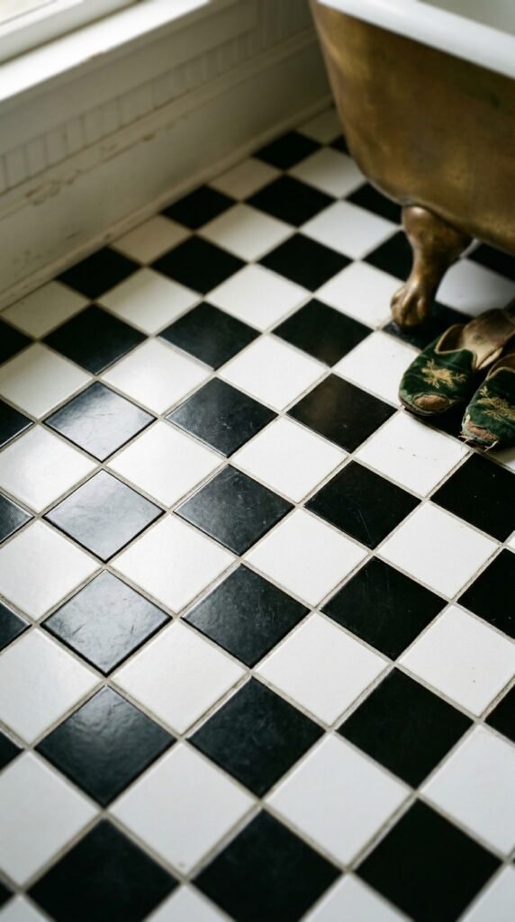 Use Black and White Checkerboard Flooring