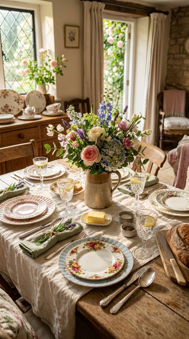 Use Mismatched Floral China for Summer Tablescapes