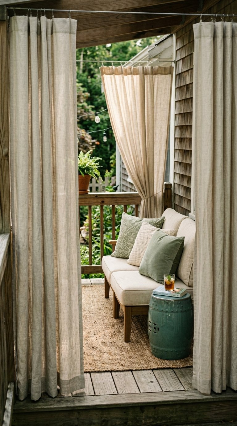 Use Outdoor Curtains to Enclose the Deck Atmosphere