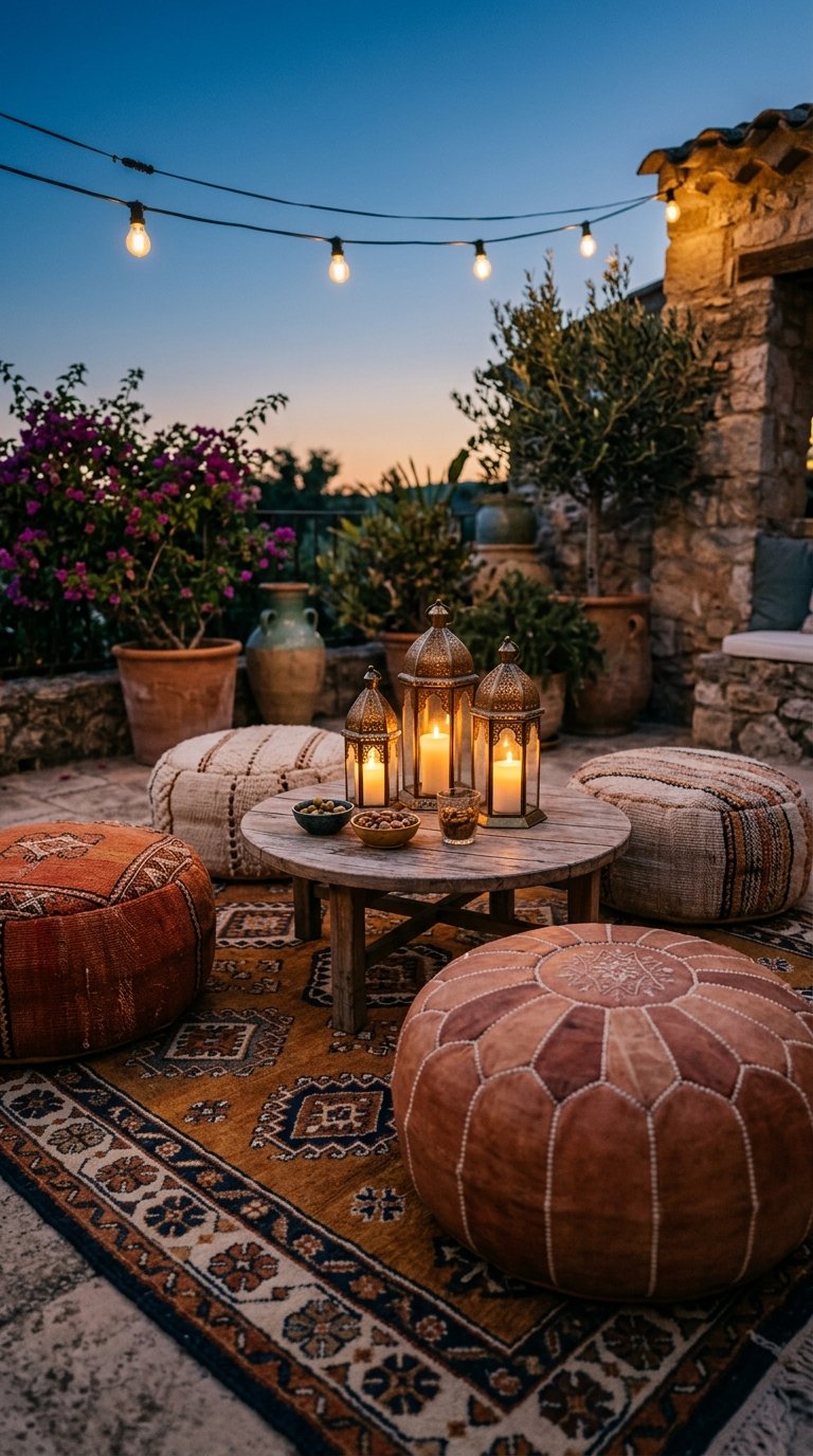 Use Outdoor Poufs and Floor Cushions for Flexible Seating
