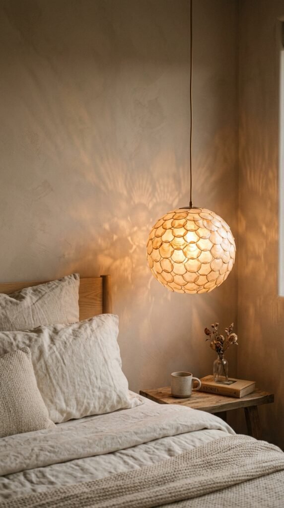 Use a Capiz Shell or Paper Pendant for Soft Diffused Light