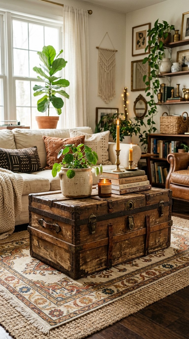 Use a Vintage Trunk as Your Coffee Table