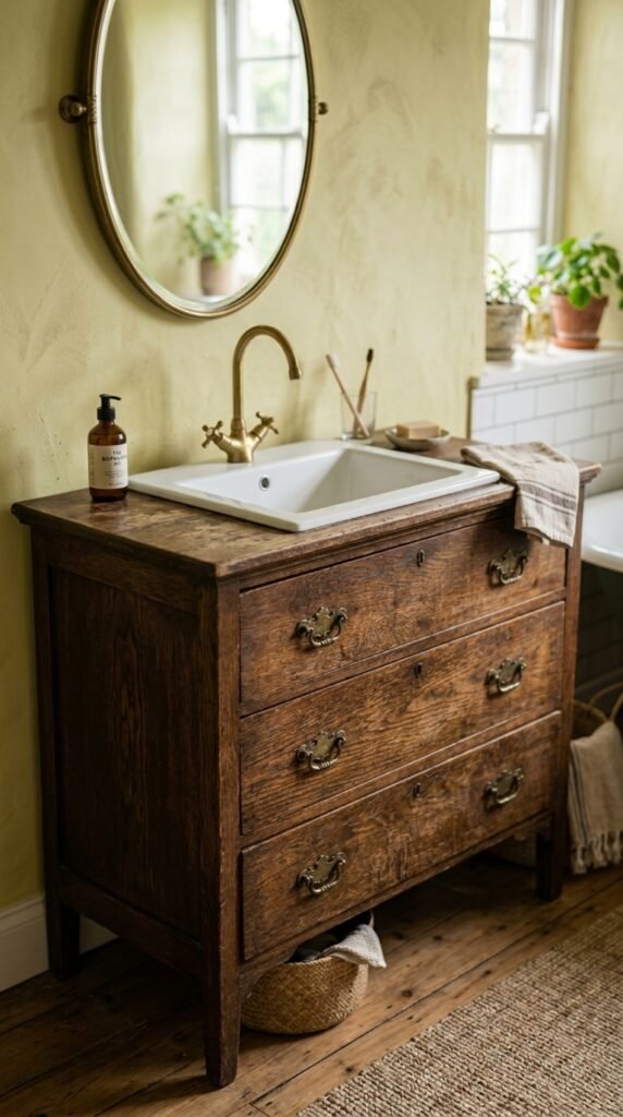 Use a Vintage Vanity or Repurposed Dresser