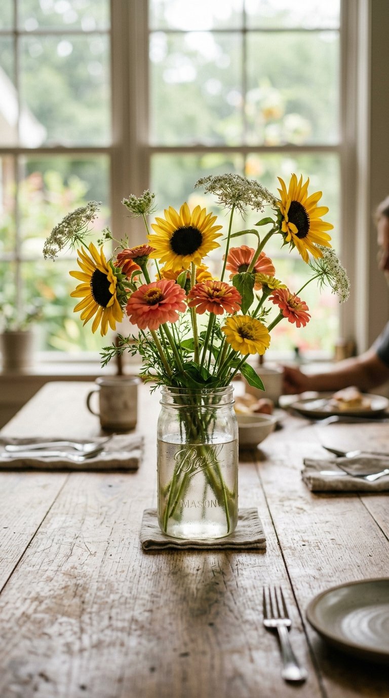 Wildflower Bouquet in a Mason Jar