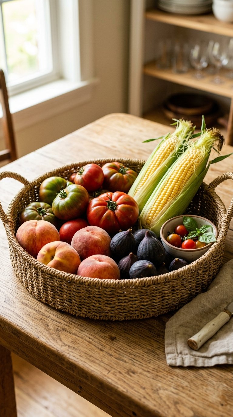 Woven Basket With Seasonal Produce