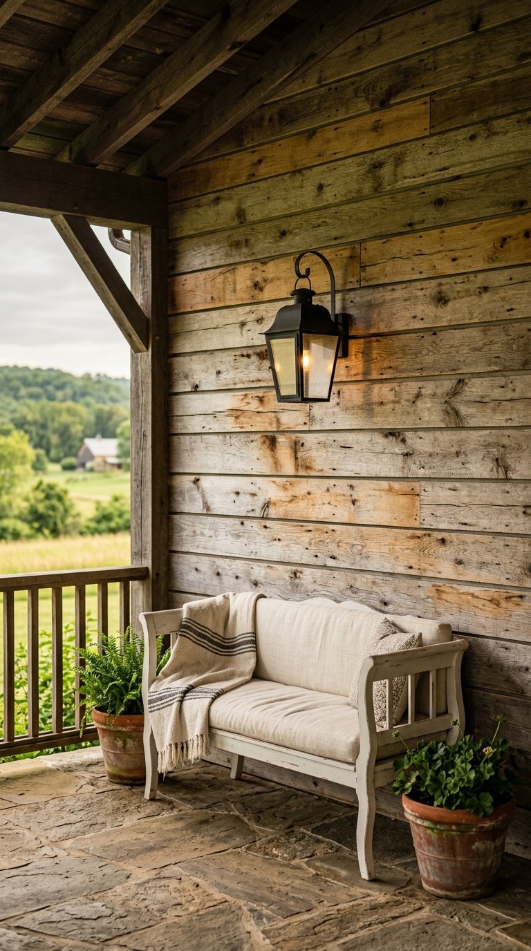a Barn Wood Accent Wall on the Porch