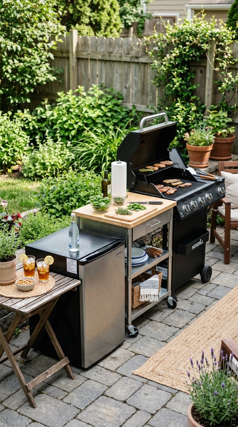  a Budget Outdoor Kitchen With a Grill Cart Setup