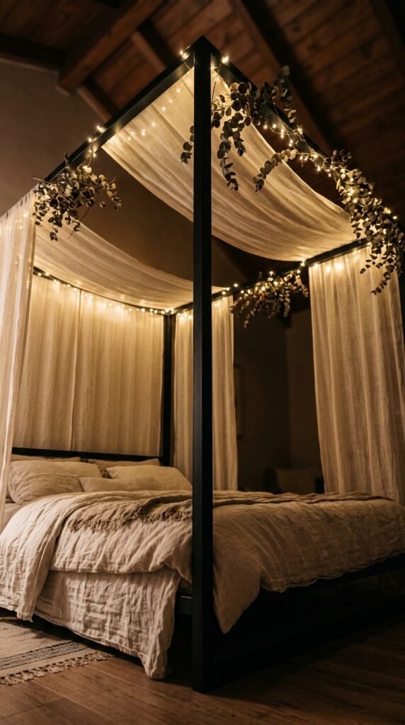 a Canopy Bed Frame as the Room's Centerpiece