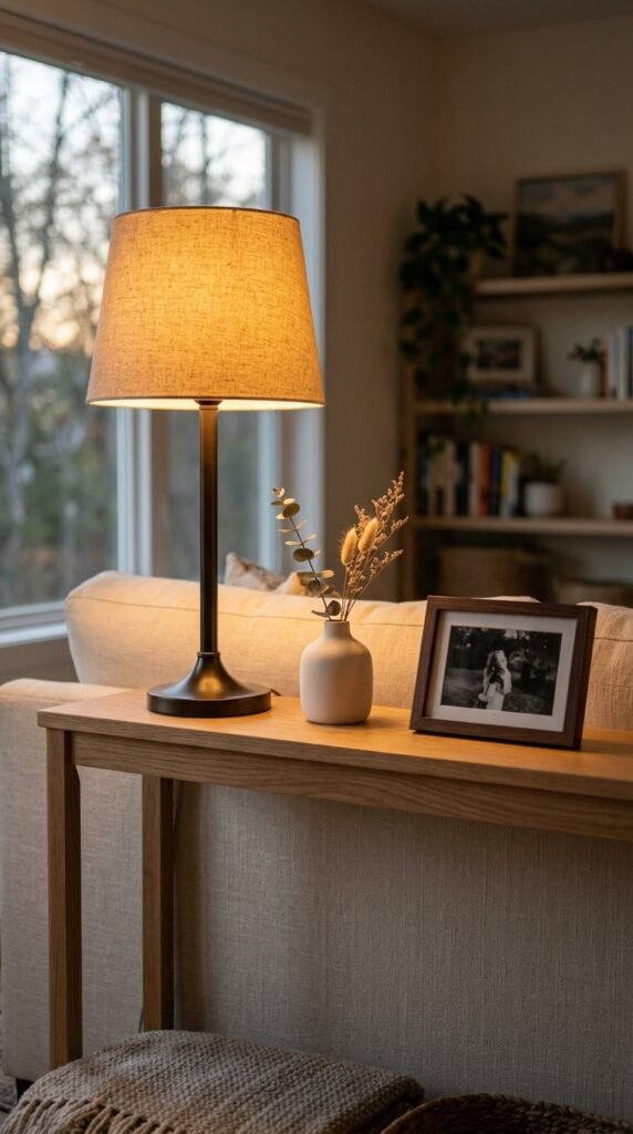  a Console Table Behind the Sofa