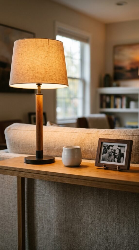 a Console Table Behind the Sofa for Functional Layering