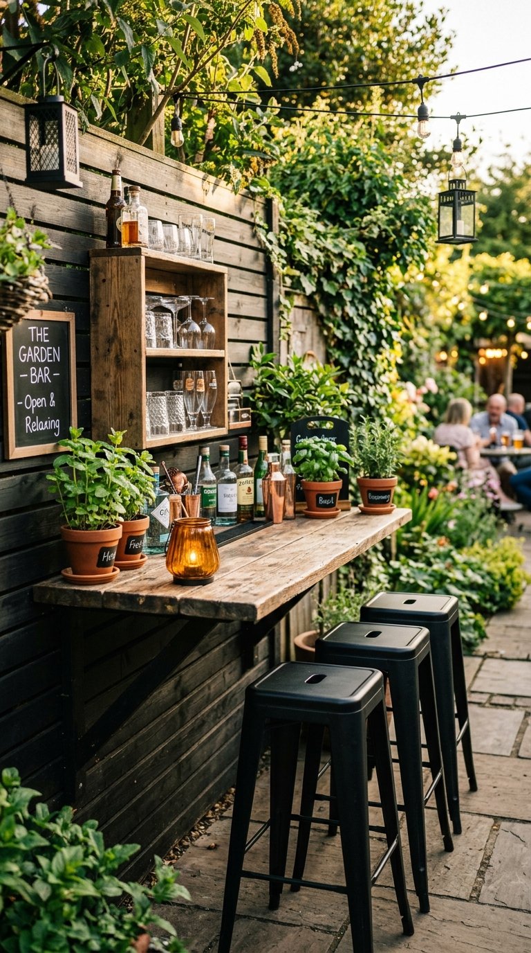 a Cozy Corner Bar With a Outdoor Cabinet