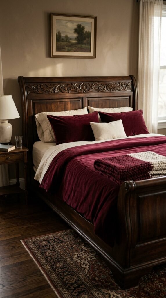 a Dark Wood Bed Frame