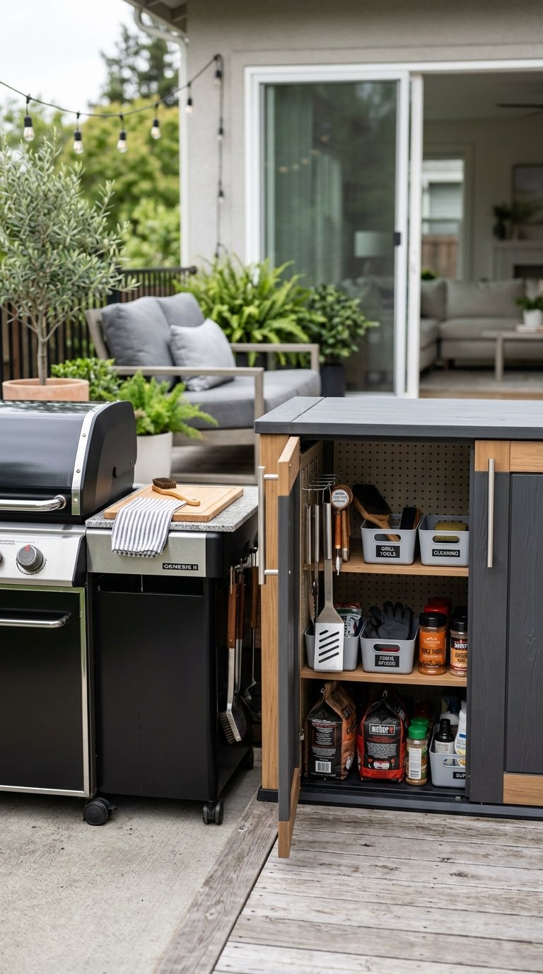 a Dedicated Storage Cabinet for Grill Tools and Supplies