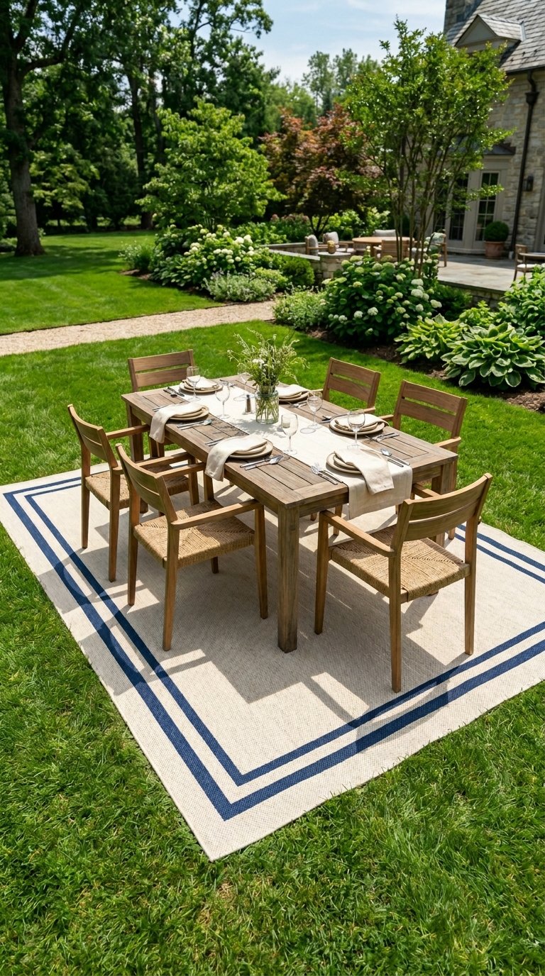 a Defined Dining Zone With a Rectangular Rug
