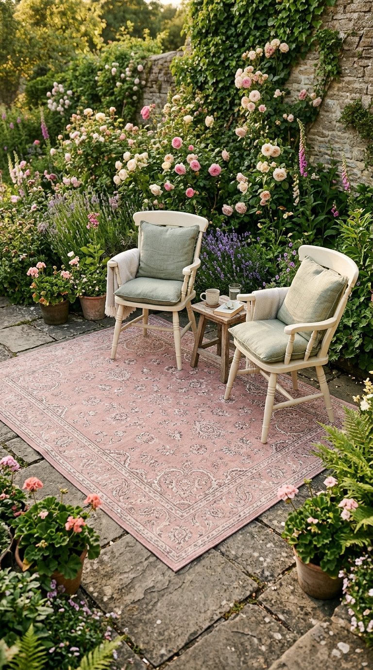 a Floral Print Rug to Soften