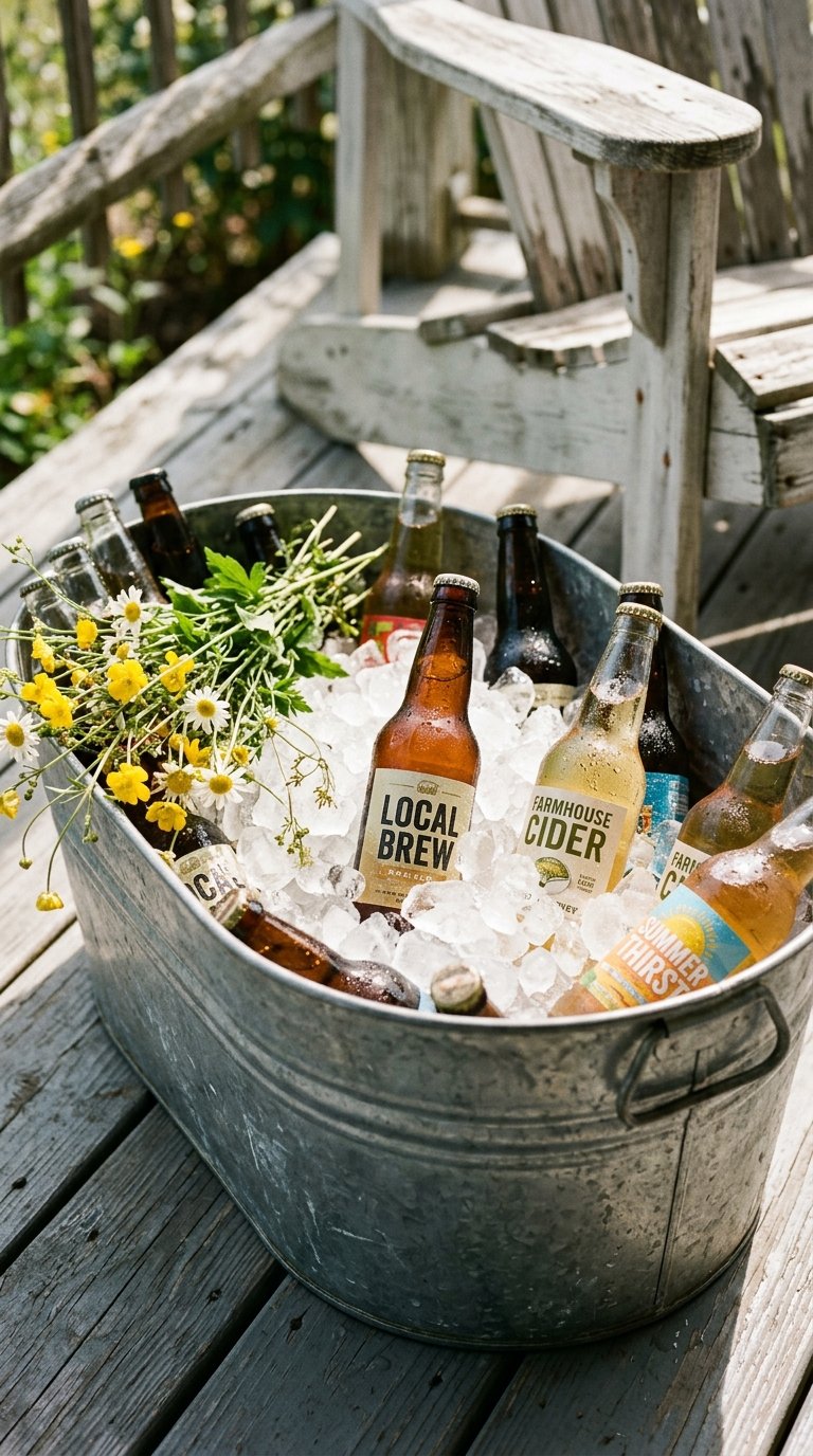 a Galvanized Metal Washtub as a Beverage Cooler