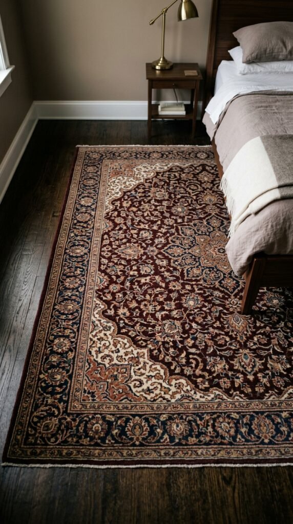 a Large Area Rug in Deep Tones