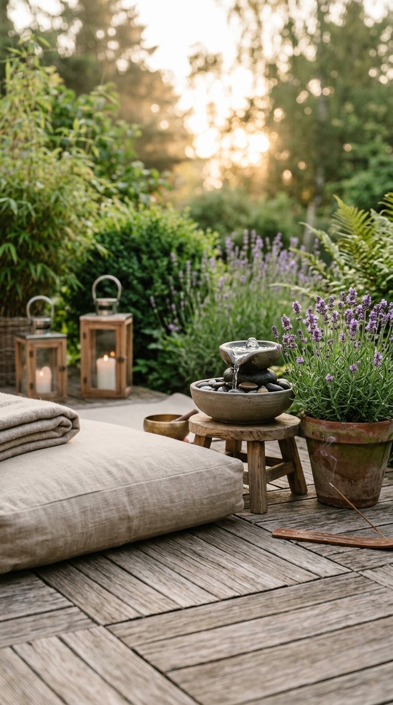 a Meditation or Yoga Corner With Natural Materials