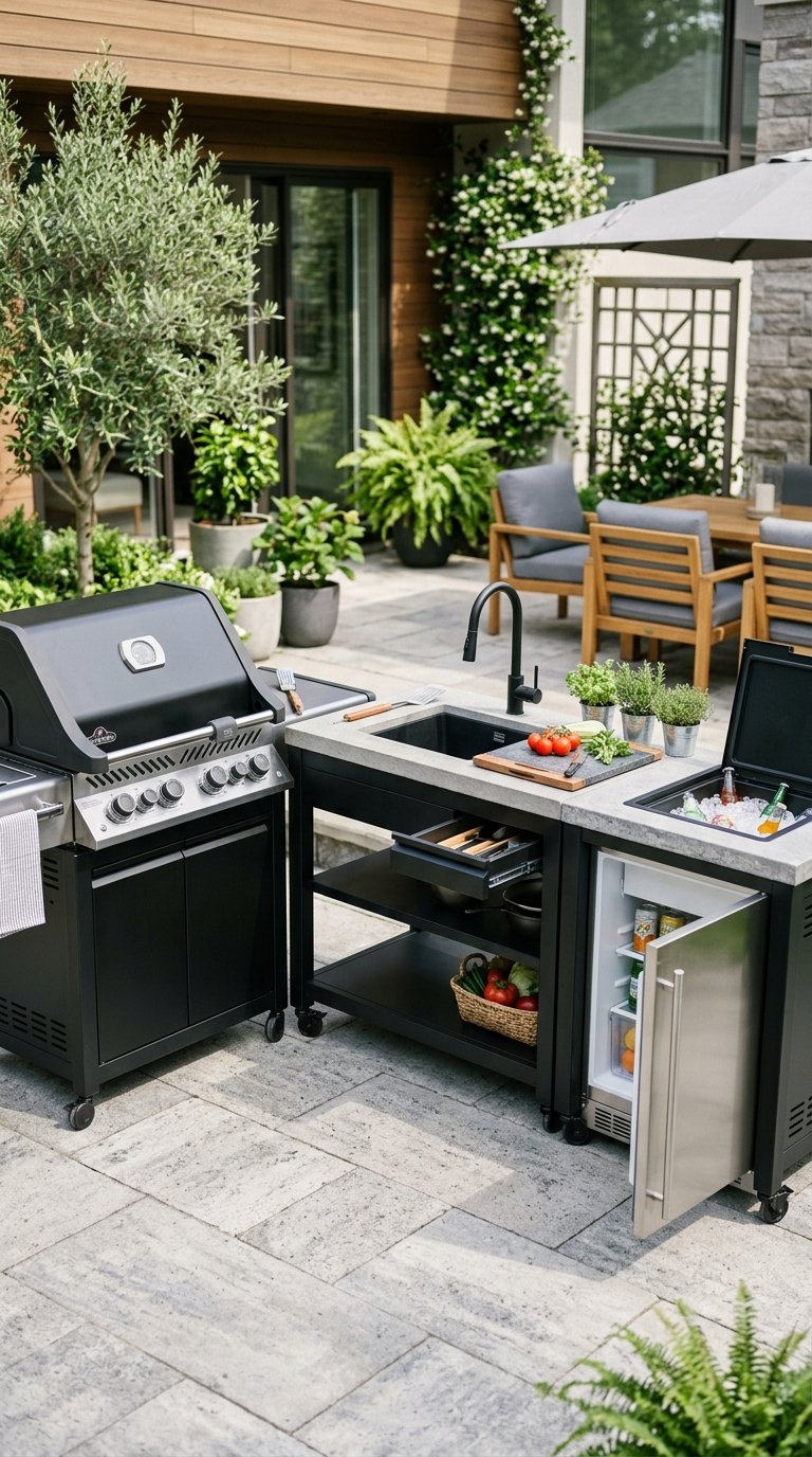 a Modular Outdoor Kitchen With Freestanding Components
