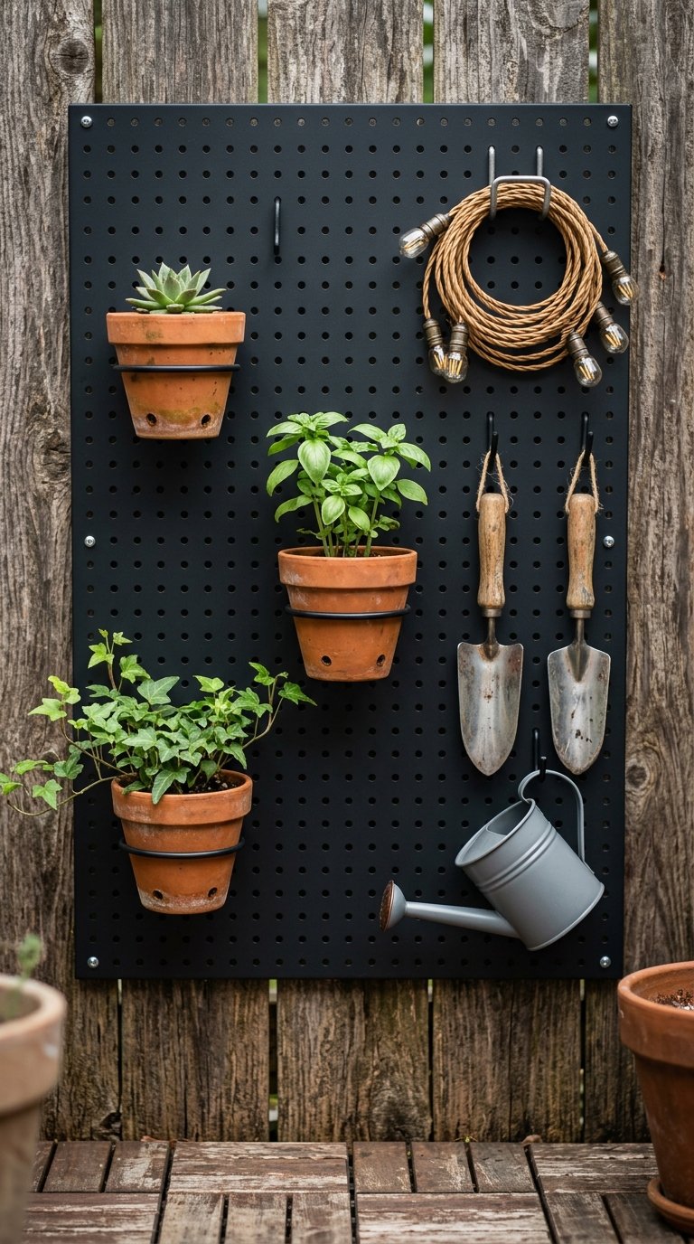 a Pegboard or Slatwall Panel for Vertical Tool and Decor Storage