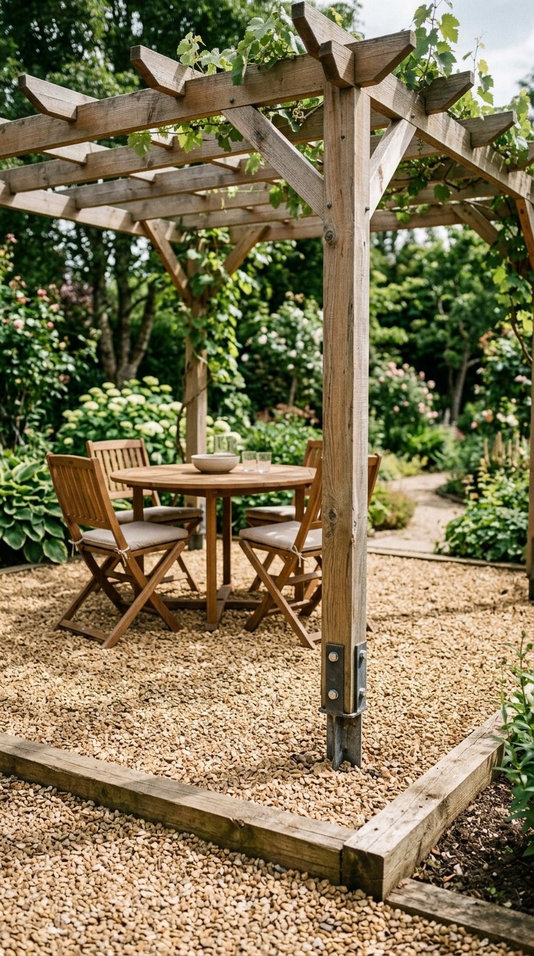 a Pergola Over a Gravel Patio