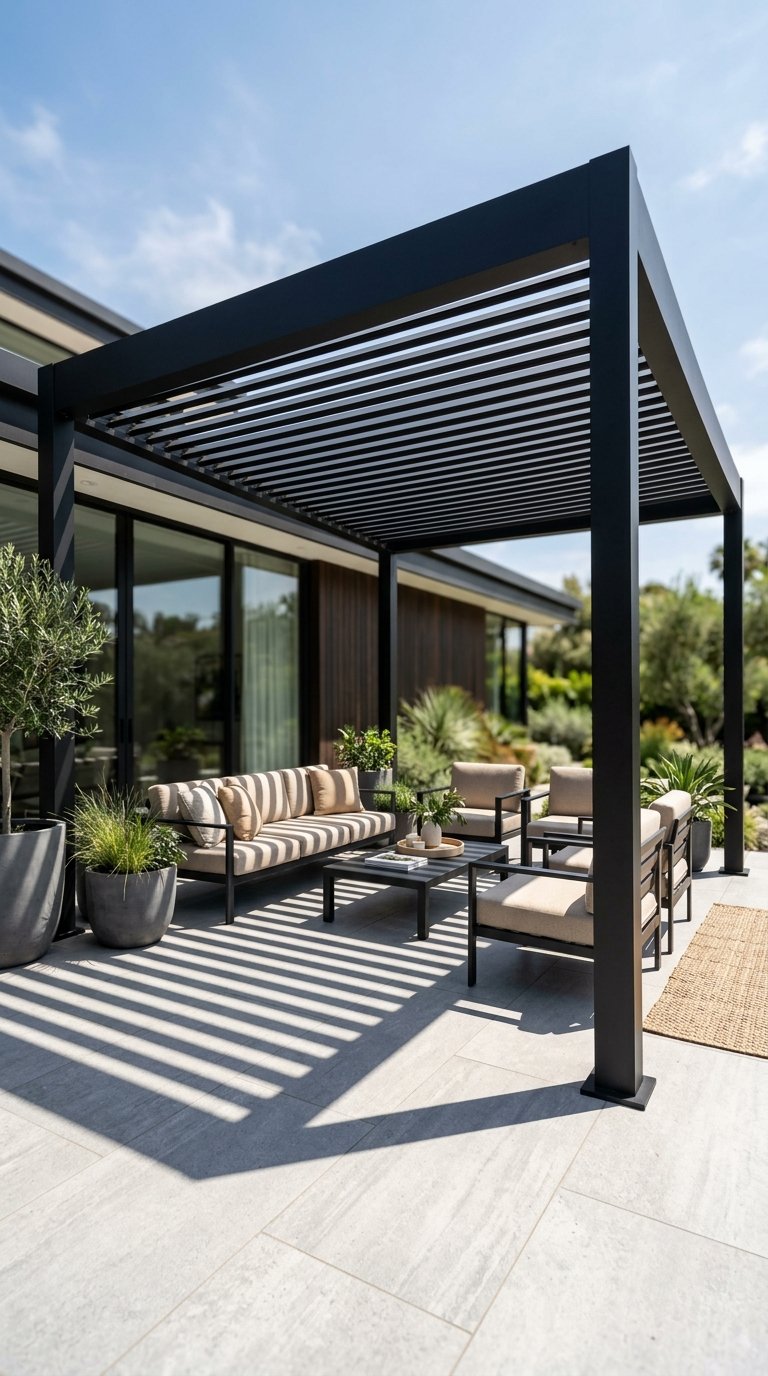 a Pergola With Clean Horizontal Lines
