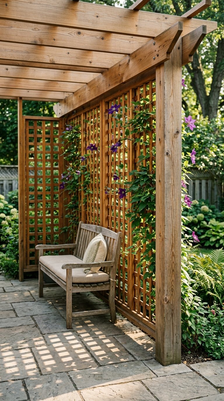 a Pergola With Side Lattice Panels