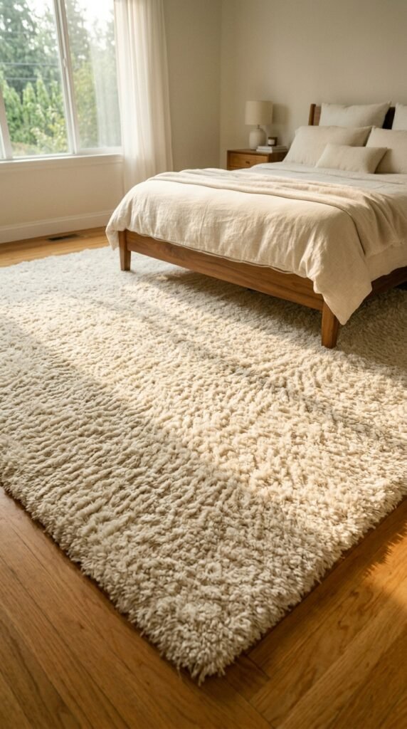 a Plush Area Rug That Extends Beyond the Bed