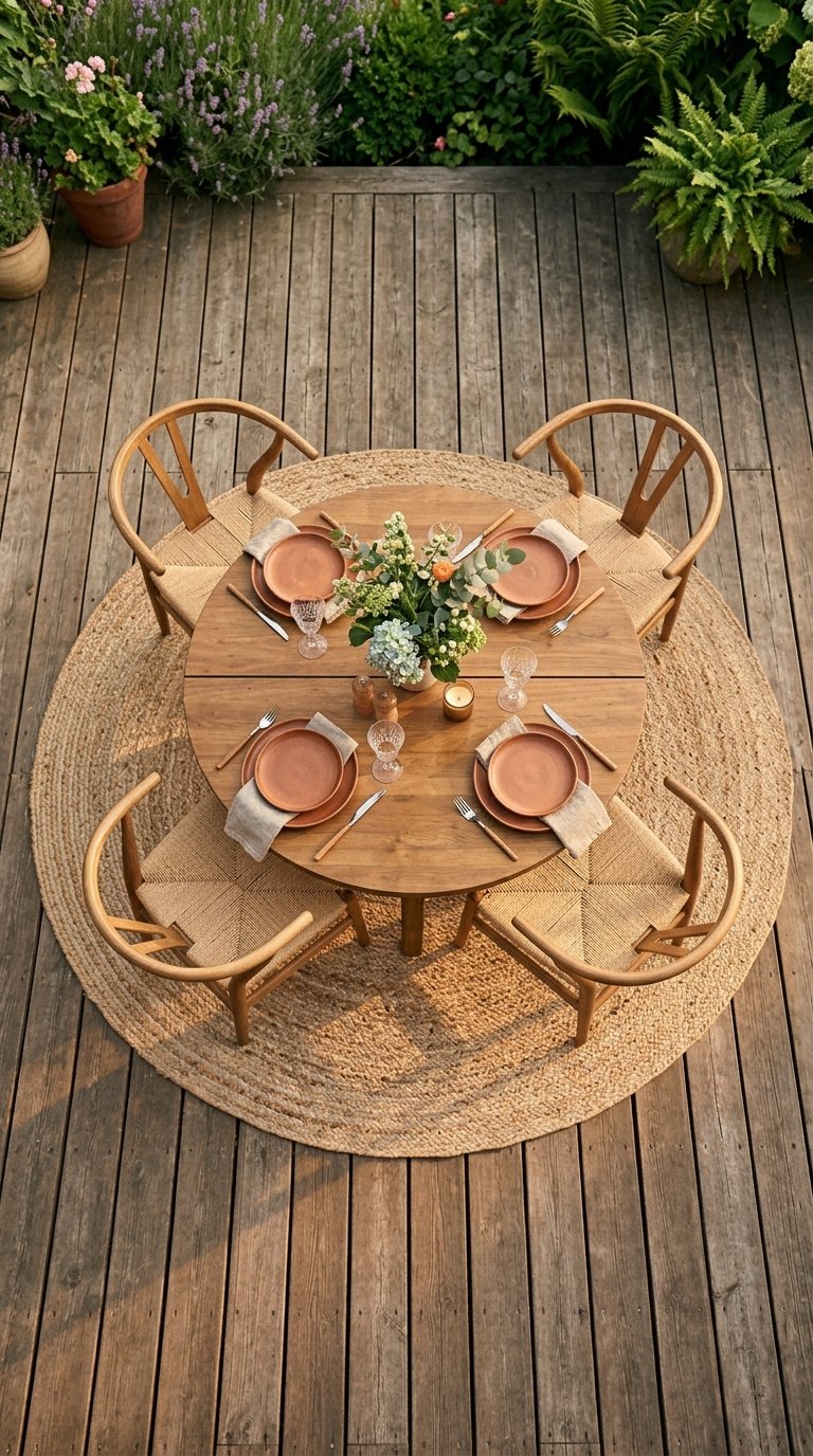a Round Rug to Soften a Rectangular Space