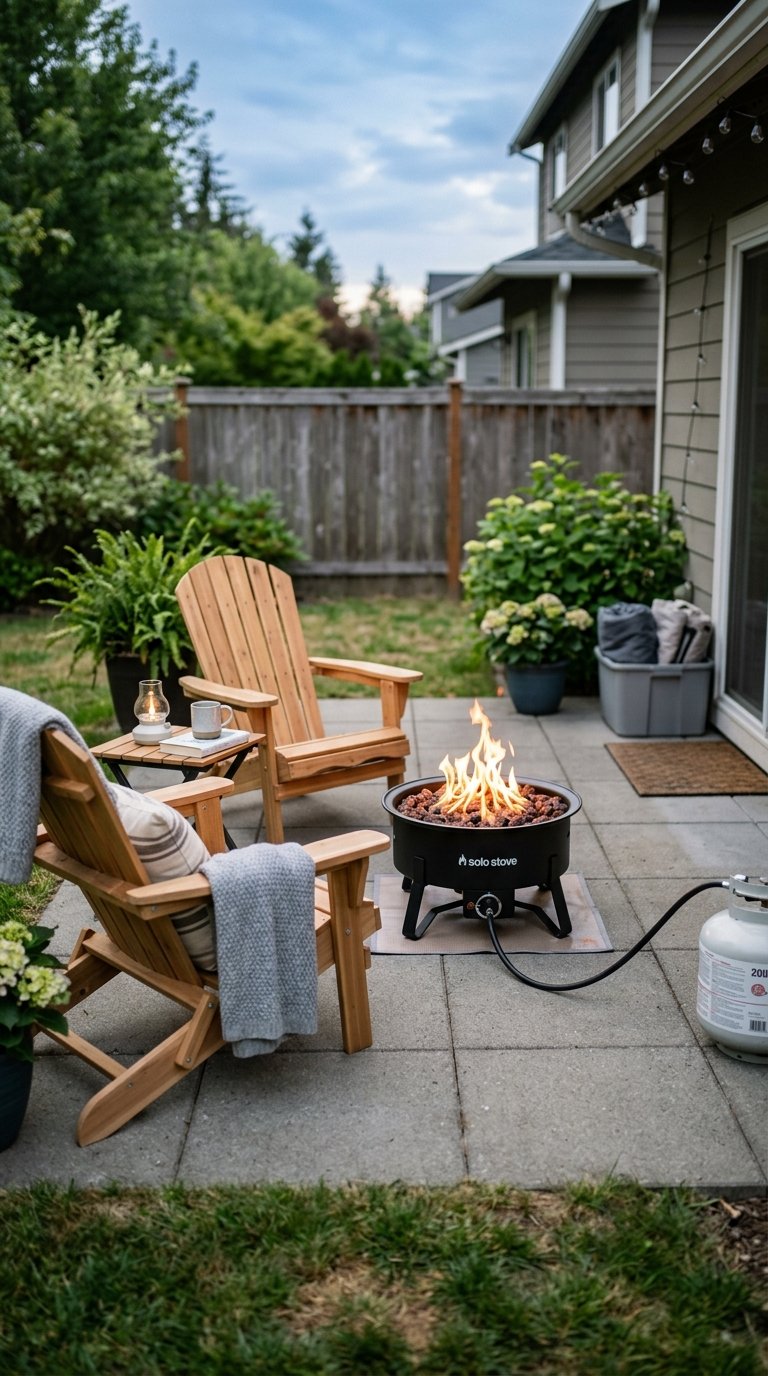 a Seasonal Fire Pit With Portable Seating