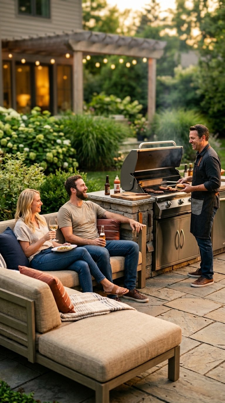 a Seating Zone Directly Adjacent to the Grill