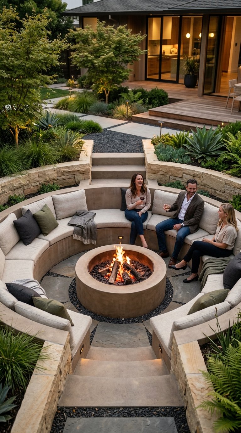 a Sunken Fire Pit for a Built-In Look