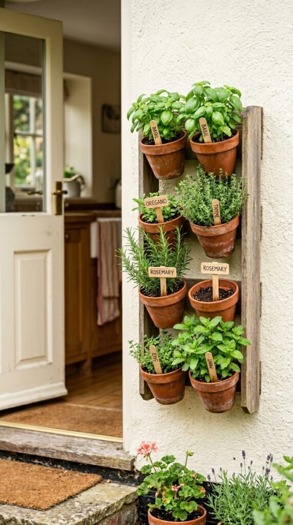 a Vertical Herb Garden Near the Kitchen Door