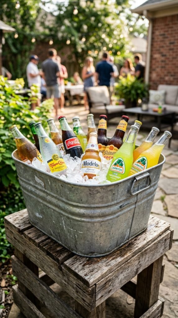 Add a Vintage Wash Tub as a Drink Cooler